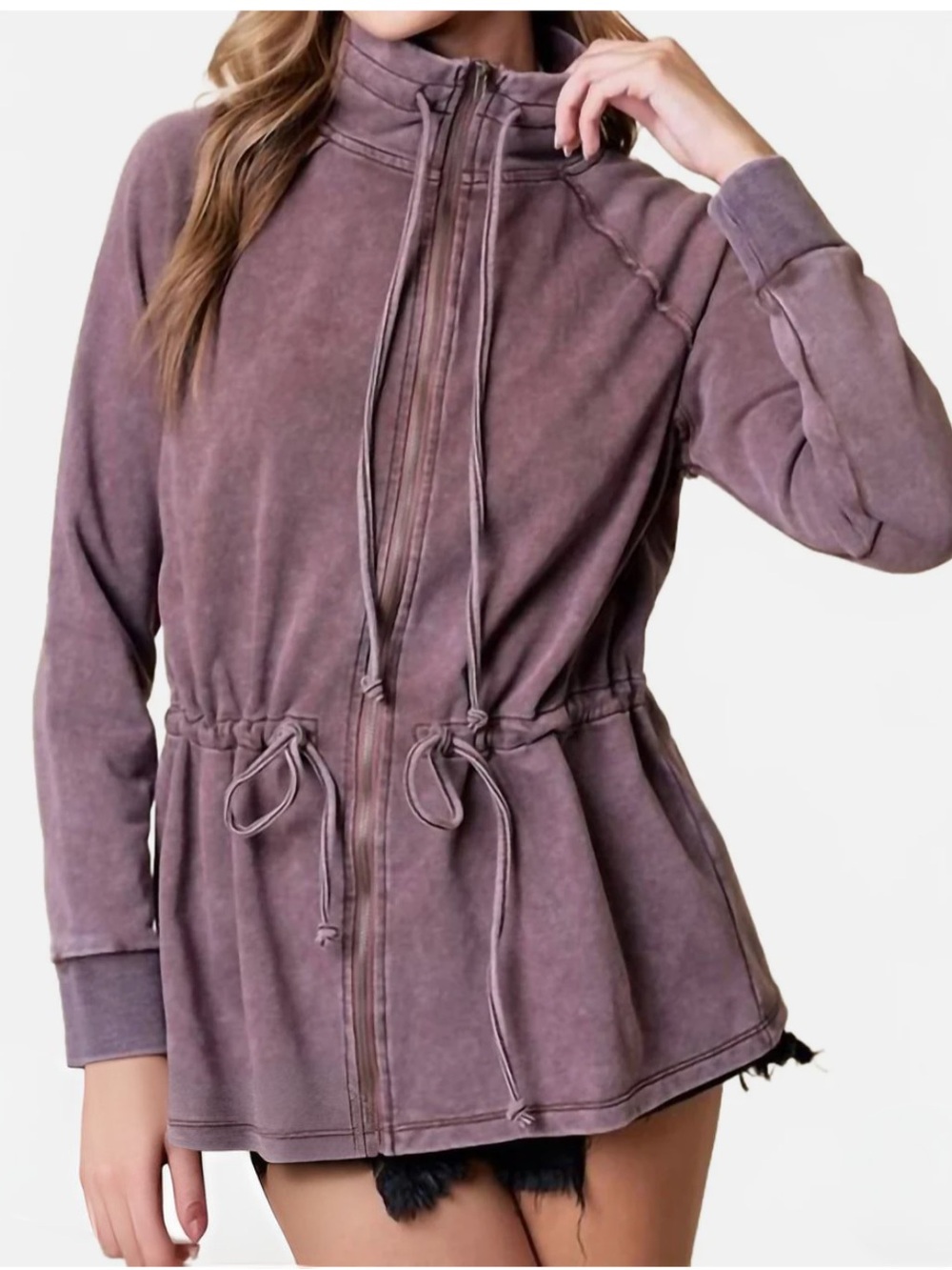 Like New Washed Mauve Lightweight Drawstring Jacket. Size M